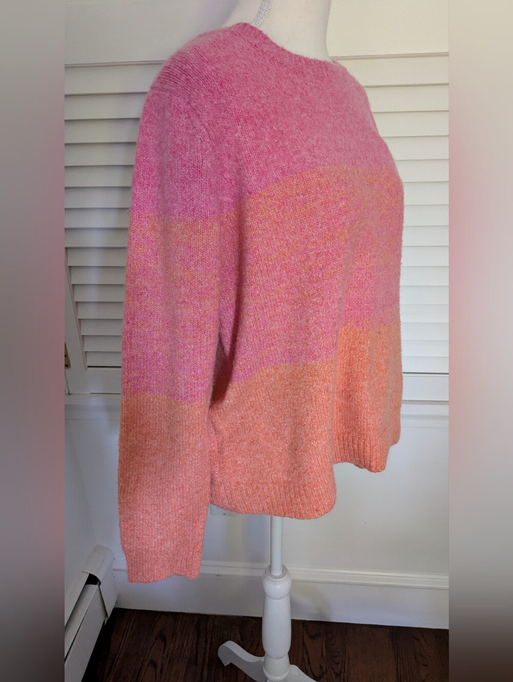 Cupcakes & Cashmere Pink, Orange Colorblock Pullover Sweater, Sz XL - Picture 2 of 5